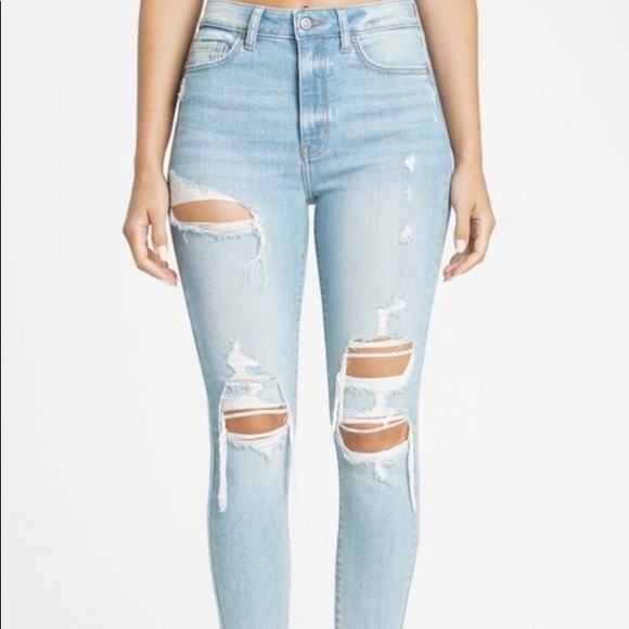 Ariana High Rise Light Distressed Skinny Denim - Picture 2 of 4